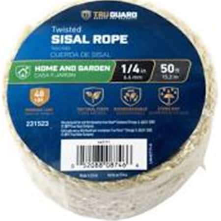 Mibro 0.25 in. x 50 ft. Tru Guard Sisal Rope, Natural 231523